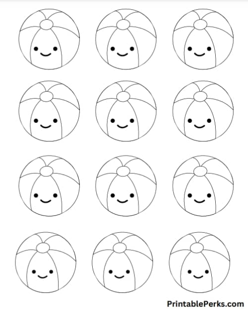 12 small printable beach ball with smiley