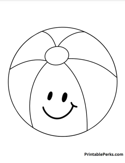 printable beach ball wih smiley