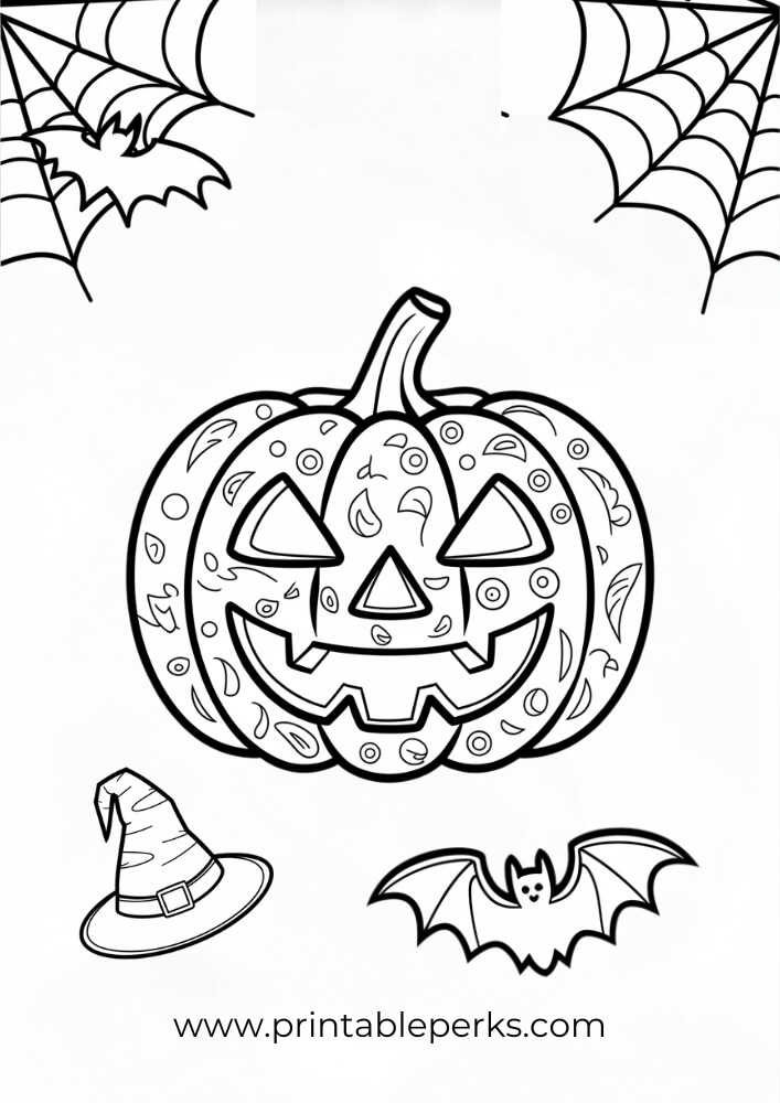 Detailed Halloween Pumpkin Coloring Page