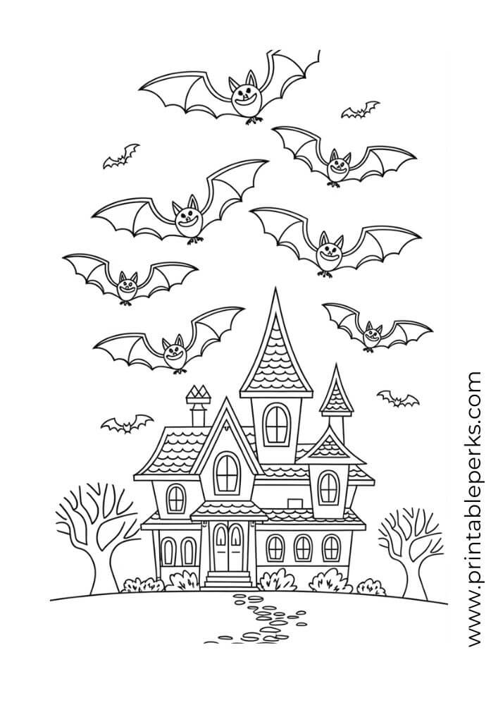 Halloween Bats in a Haunted House