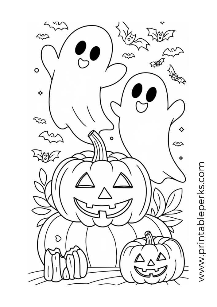 Halloween Ghosts and Jack-o'-Lantern