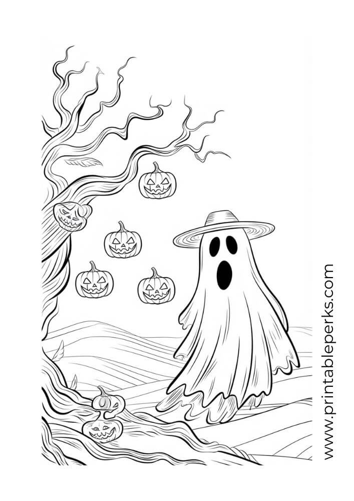 Halloween Ghosts and Spooky Tree