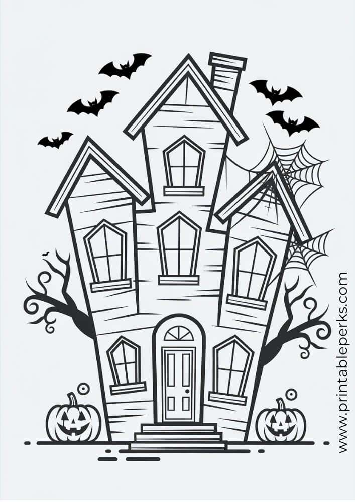 Simple Haunted House Coloring Page