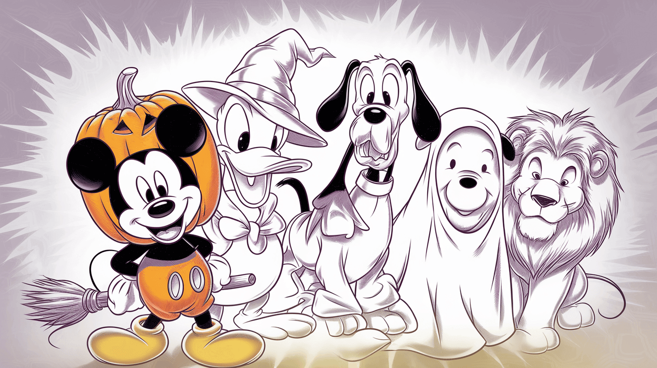 disney halloween characters coloring pages